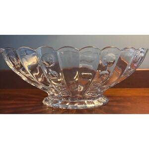 Vintage Heisey Old Sandwich Clear Glass‎ Oval Bowl Serving Centerpiece